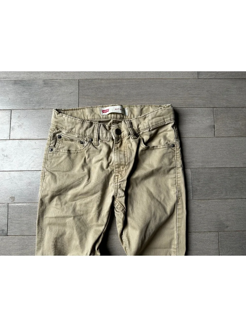 Boys Levi's 511 Slim Tan Straight Leg Khaki Back to School Jeans Pants 12 Reg